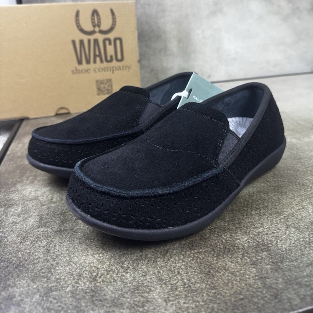 Waco Shoe Company Siesta Star Slip-On Suede Comfort Shoes Black Women’s 6D